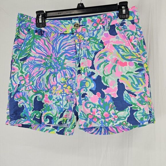 Lilly Pulitzer Bright Indigo Exotic Escapade Print The Jayne Shorts Womens 2 - Picture 5 of 6